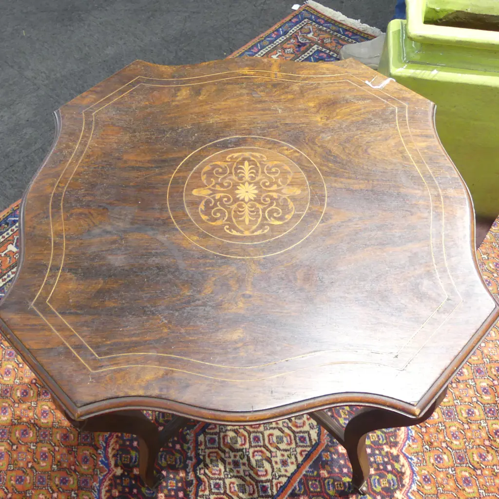 EDWARDIAN SHERATON REVIVAL MAHOGANY INLAID SIDE TABLE 590x590x700mm Image 1++