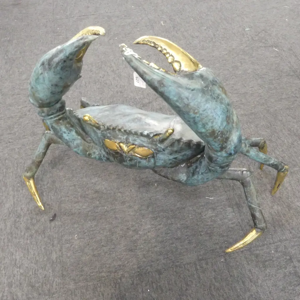 LARGE BRONZE CRAB with CLAWS RAISED W.820mm H.570mm Image 1++