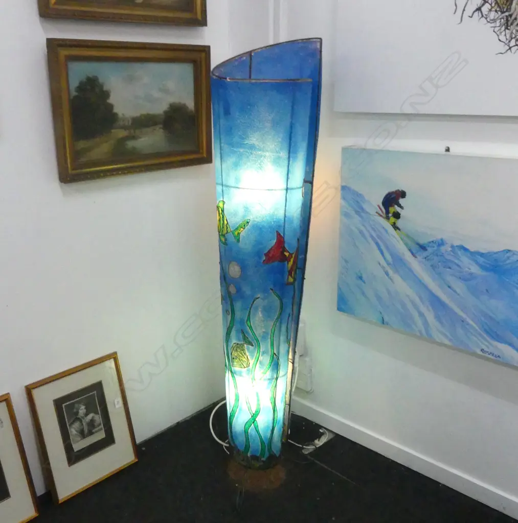 1980/1990'S FIBREGLASS BLUE UNDERSEA STANDING FLOOR LAMP H 1400 MM Image 1++