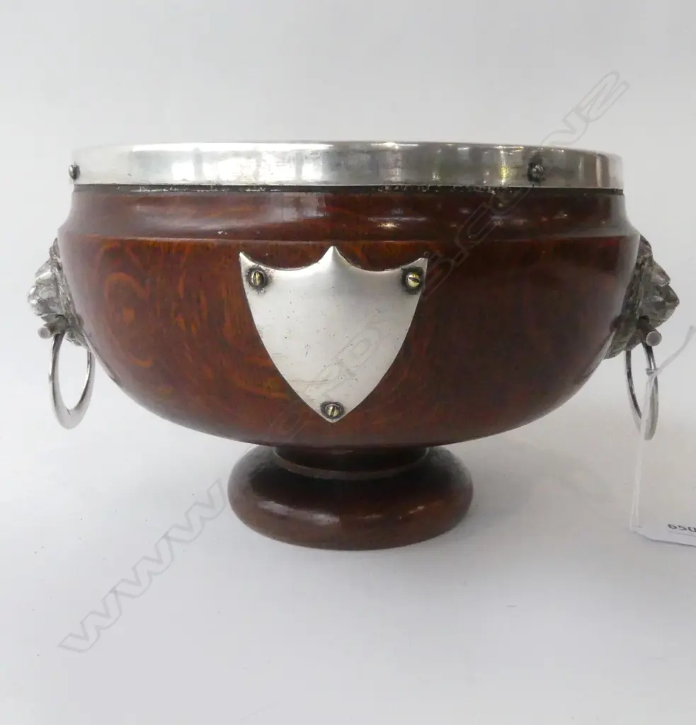 OAK FOOTED BOWL w. EP TRIM 245mm dia Image 1++