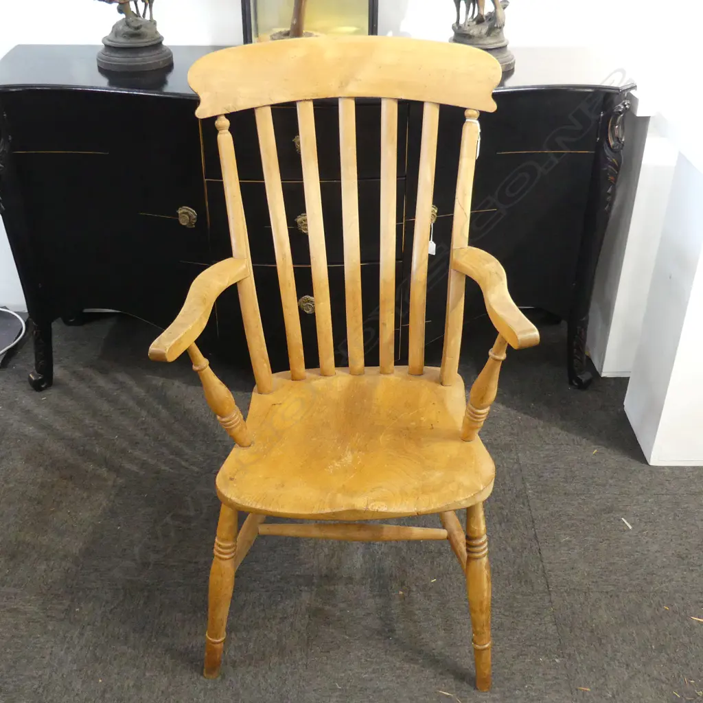 19THC ELM WINDSOR SLAT BACK CHAIR Image 1++