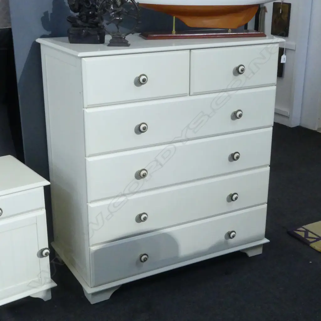 WHITE 6 DRAWER CHEST 960x500x1065mm Image 1++