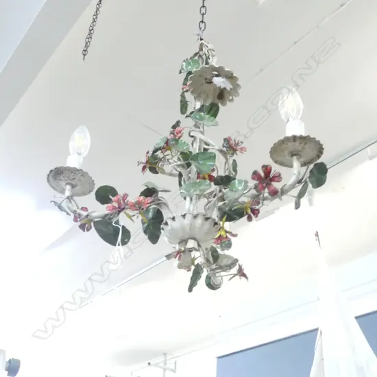 3 LIGHT FLORAL METAL CHANDELIER H.525mm