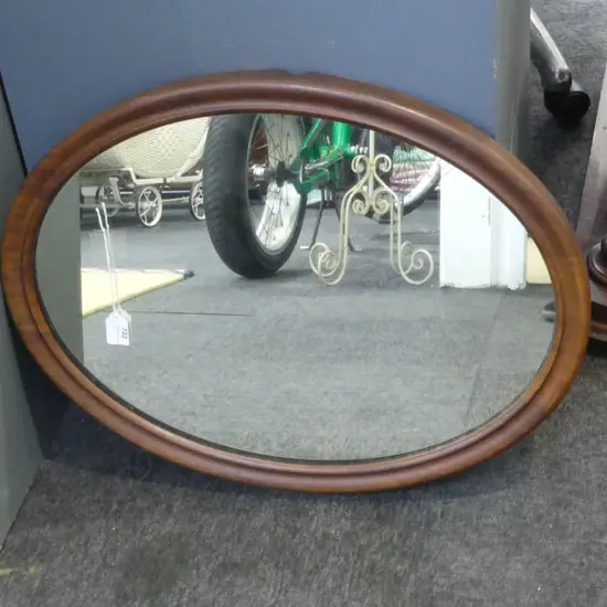 MAHOGANY FRAMED OVAL MIRROR 450x605mm
