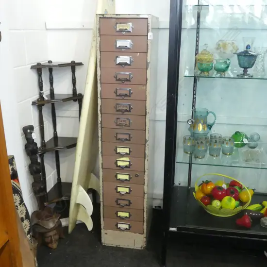 INDUSTRIAL METAL 15 DRAWER CABINET 285x420x1385mm