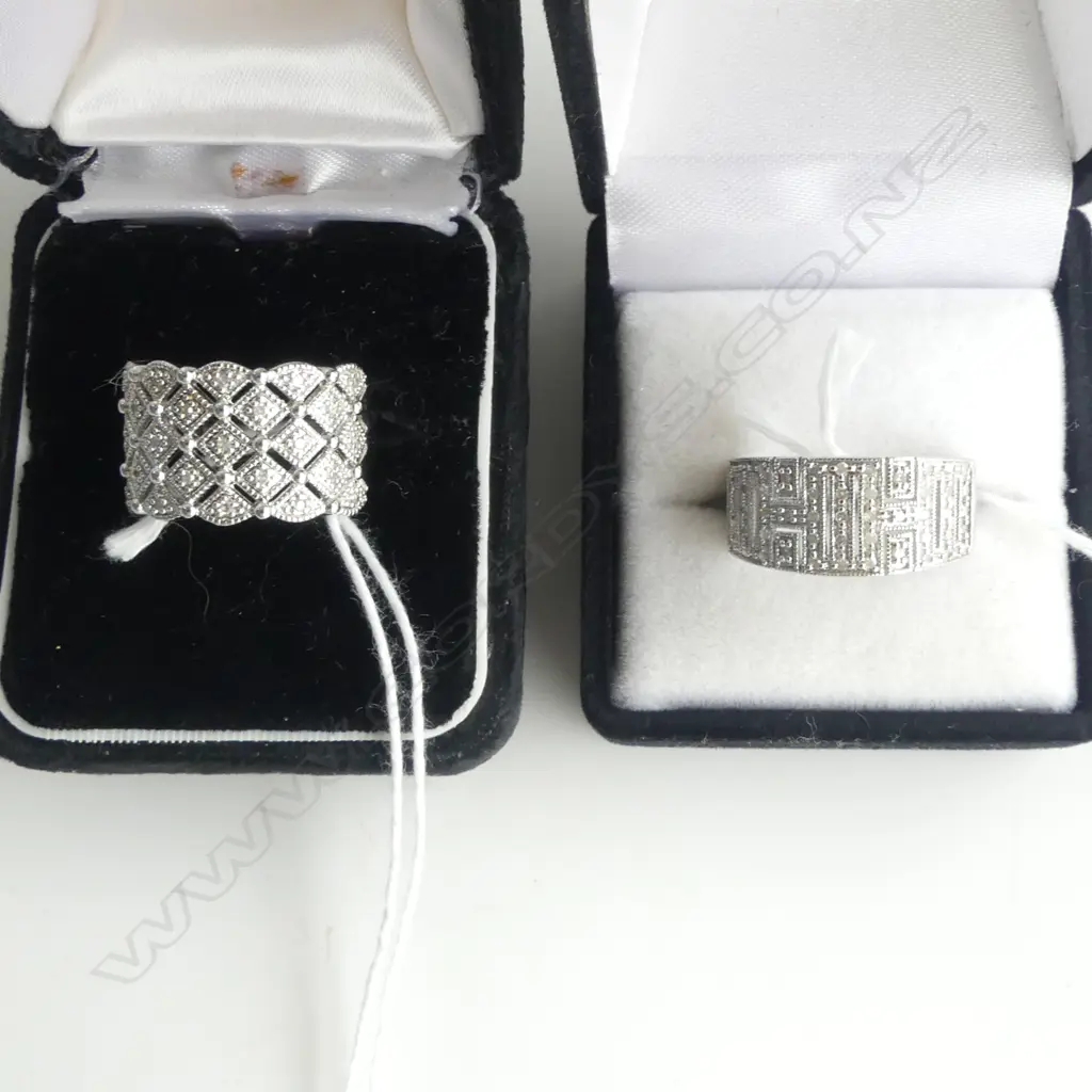 2 SILVER & DIAMOND  DESIGNER RINGS  SIZE P Image 1++