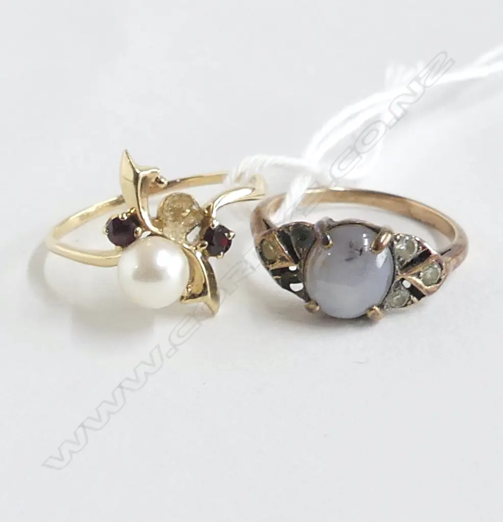14ct GOLD RING 1.95gms +9ct GOLD RING 2.47gms both gem set & w stones missing SIZE L/Q Image 1++