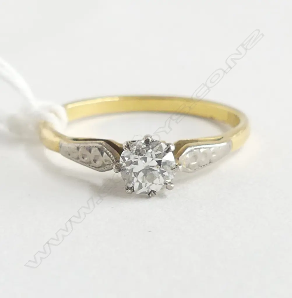 18ct DIAMOND SOLITAIRE RING C1900 old cut 1/4 carat diamond 1.8gms SIZE O Image 1++