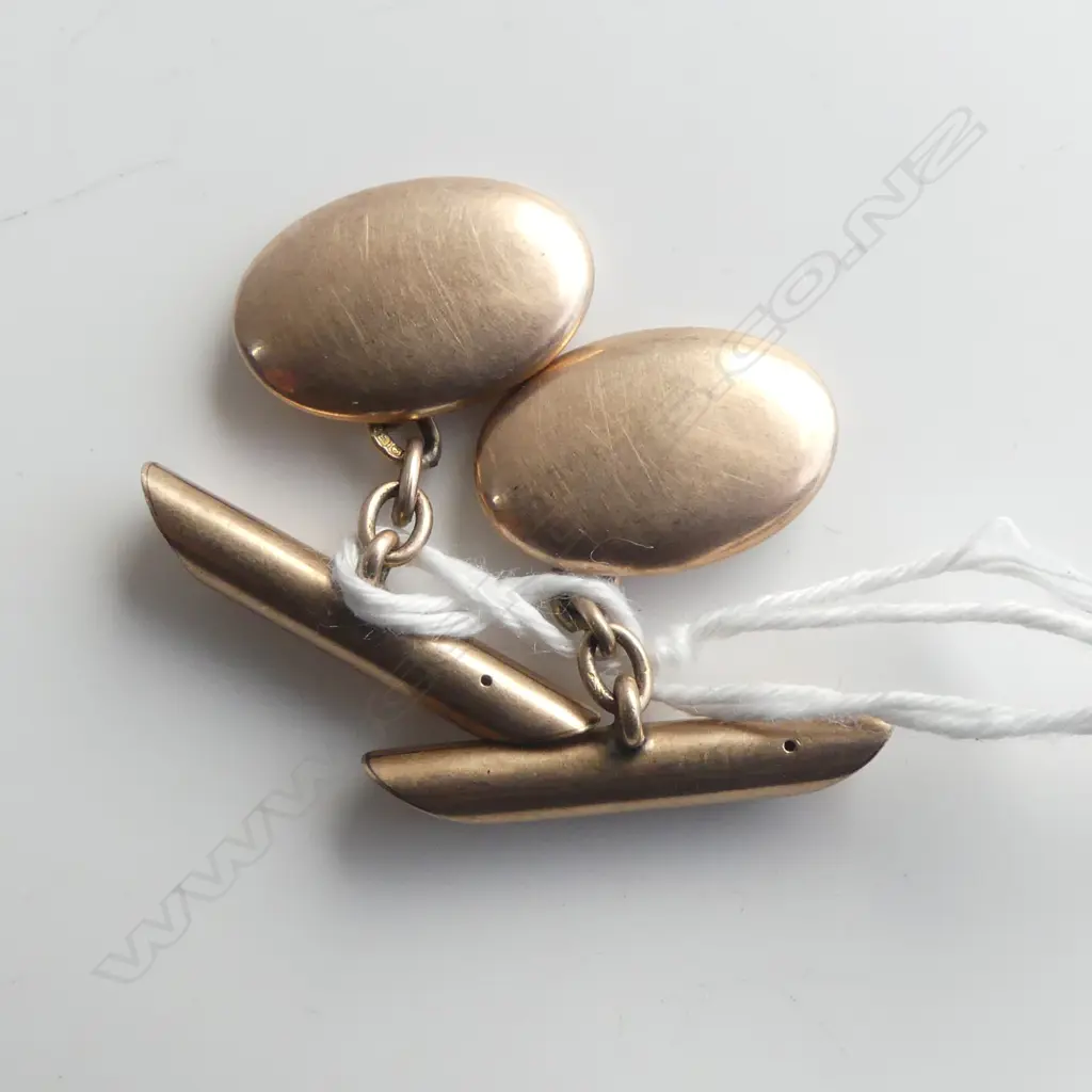 PR 9ct ROSE GOLD CUFFLINKS 3.4gms Image 1++