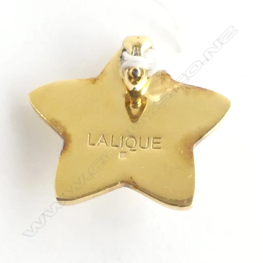 LALIQUE GLASS STARFISH PENDANT w. BAG MARKED LALIQUE Image 1++