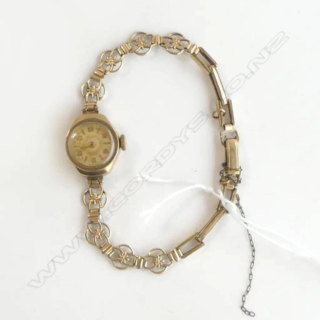 VINTAGE 9ct CASED LADIES WATCH w ROLLED GOLD STRAP Image 1++