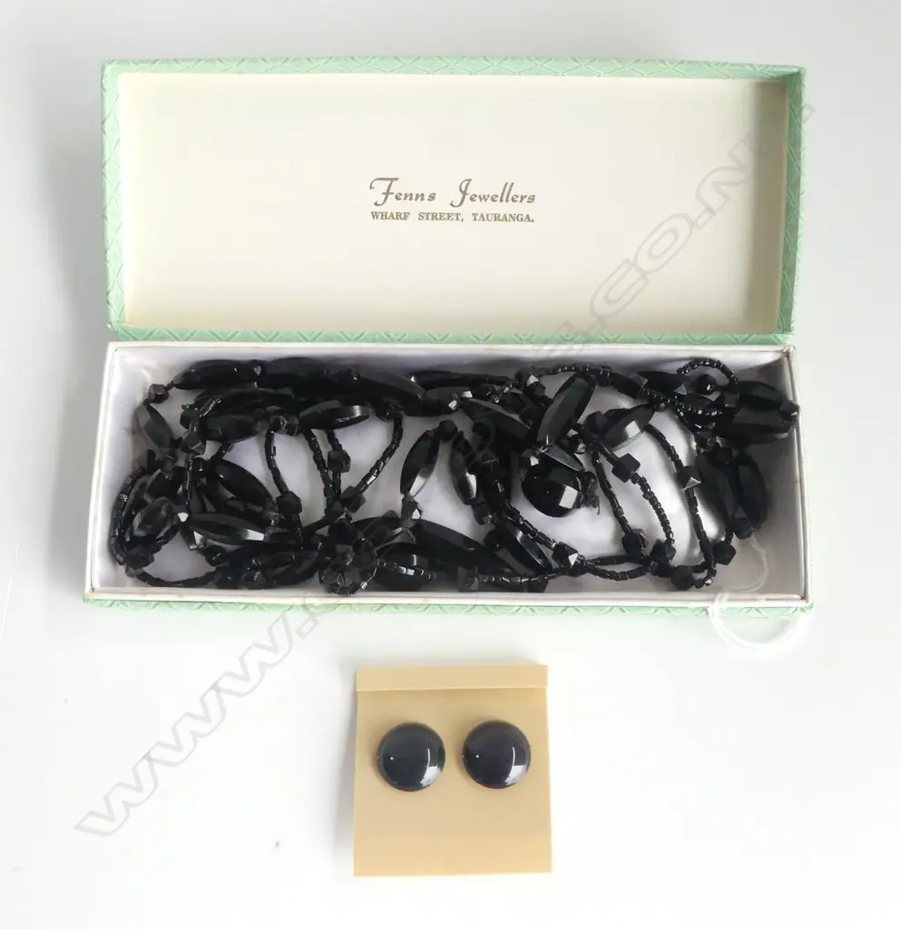 2 LONG FRENCH JET STYLE NECKLACES + PR EARRINGS Image 1++