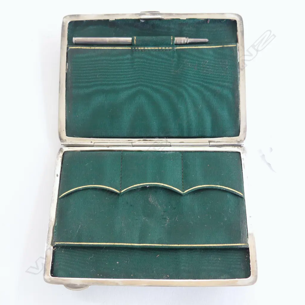 ANTIQUE STG SILVER COMBINATION CARD,STAMP & NOTE CASE W. PENCIL EXCELLENT CONDITION BIRMINGHAM 1906, MAKER H.M, L.100MM Image 1++