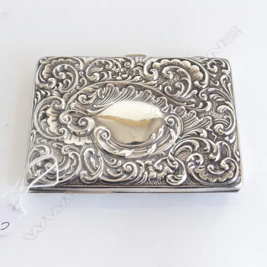 ANTIQUE STG SILVER COMBINATION CARD,STAMP & NOTE CASE W. PENCIL EXCELLENT CONDITION BIRMINGHAM 1906, MAKER H.M, L.100MM