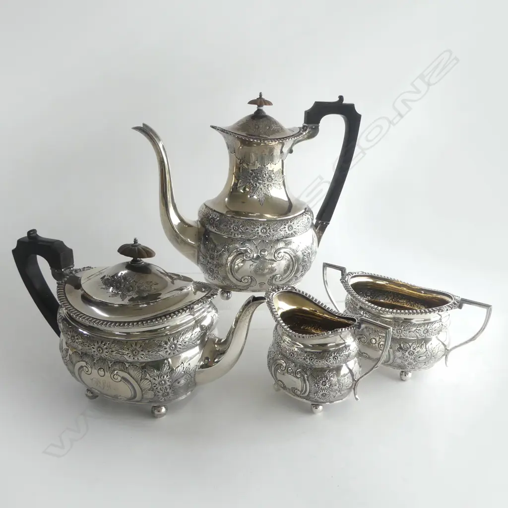 4 PCE STG SILVER TEA / COFFEE SET, B'HAM 1898 2362gms Image 1++