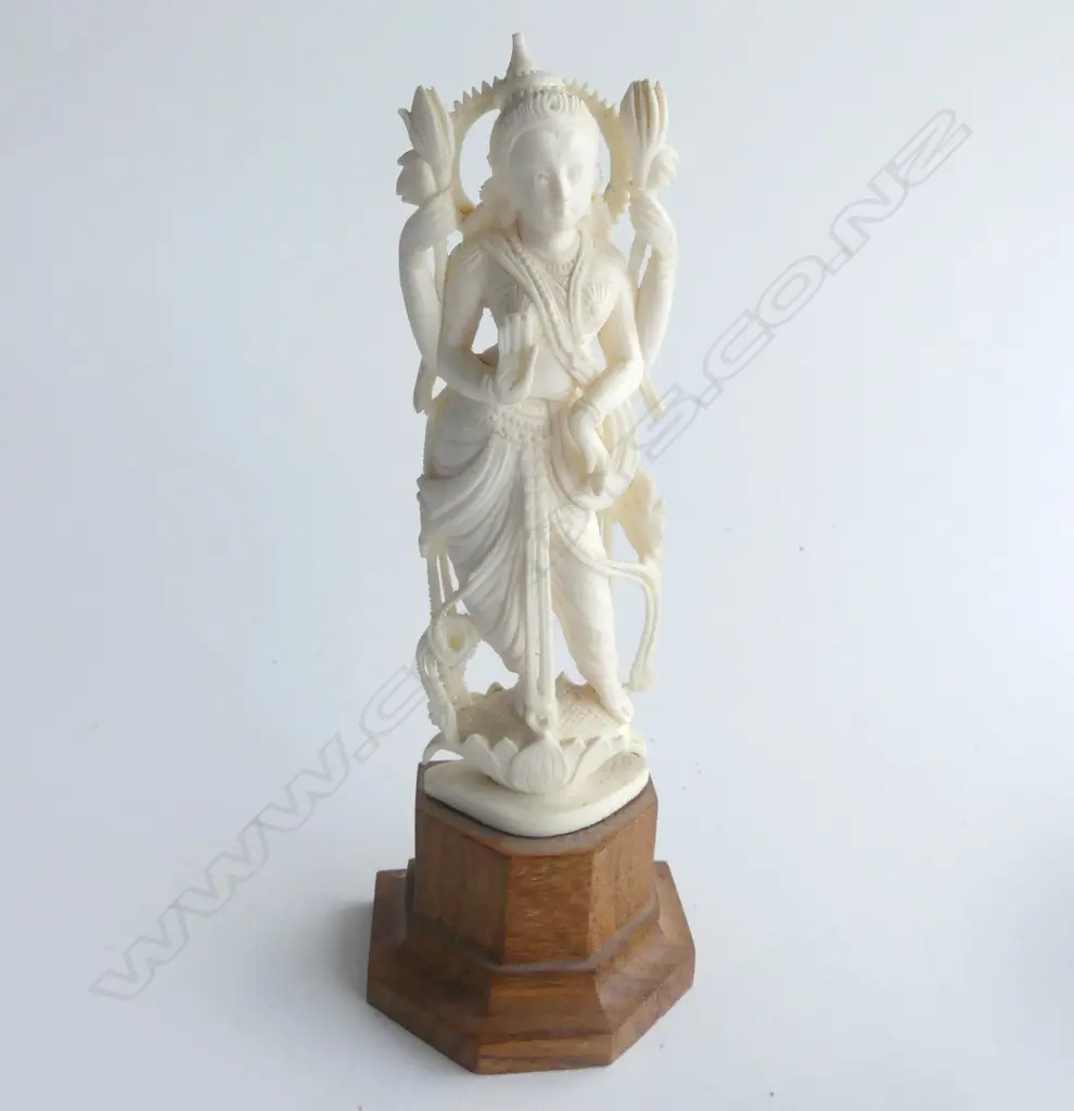 INDIAN IVORY DANCING GODESS ON STAND H140MM Image 1++