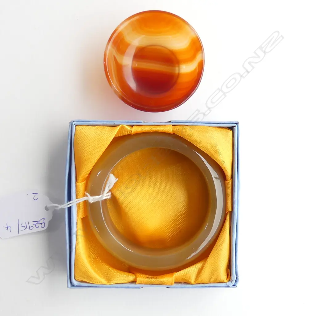 POLISHED STONE BANGLE 55mm int. dia, SML AGATE CUP 55mm dia Image 1++