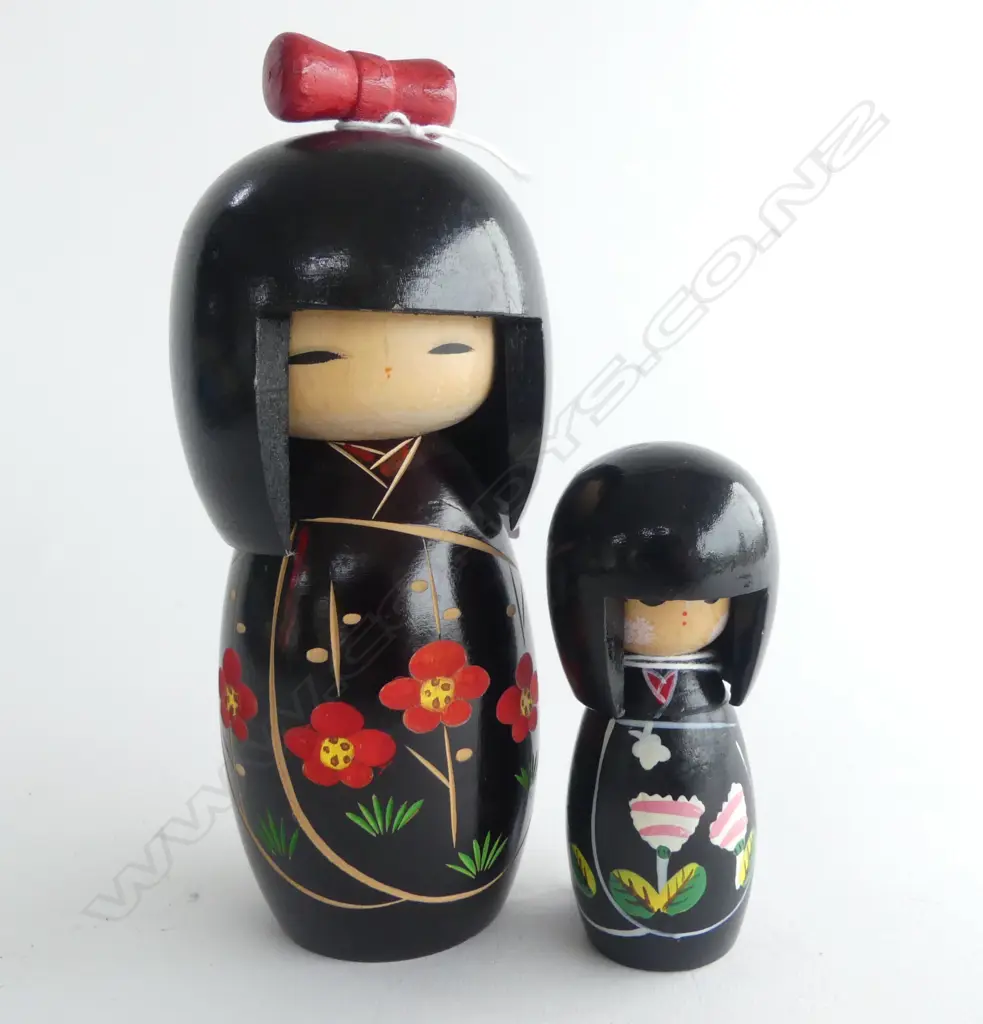 PR VINTAGE JAPANESE KOKESHI DOLLS, 1960s, H.160mm & 90mm Image 1++