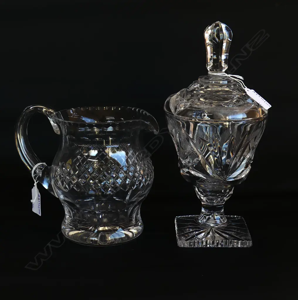 CRYSTAL LIDDED JAR H270MM & CRYSTAL JUG H150MM Image 1++