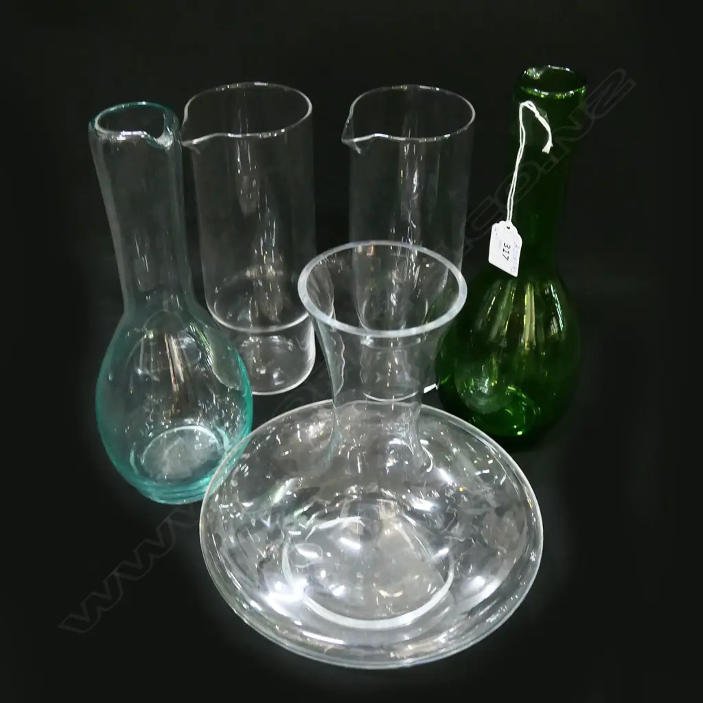 4 GLASS CARAFE JUGS, 2 BY ETNA H.280mm + MARQUIS BY WATERFORD CARAFE DECANTER Image 1++