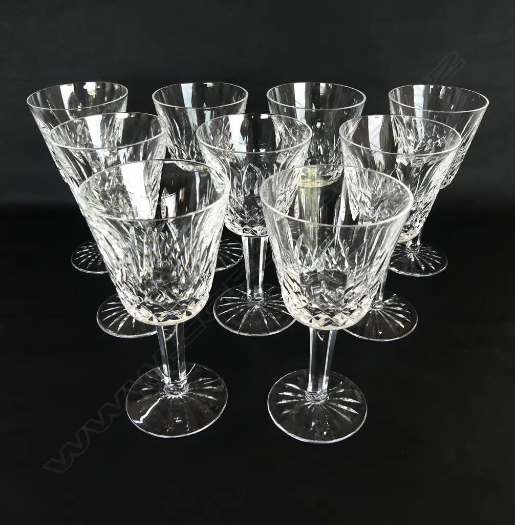 NINE WATERFORD LISMORE WINE GOBLETS Image 1++