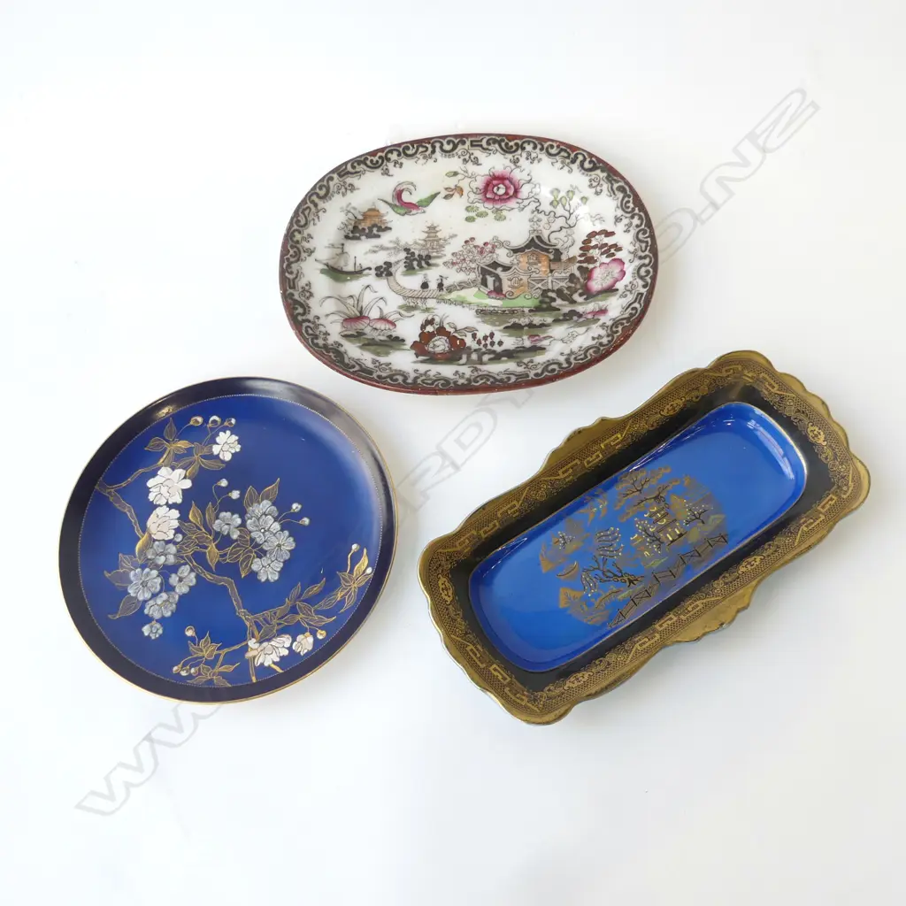 VICTORIAN ‘ORIENTAL’ PLATTER, TUNSTALL PAGODA DISH, & CHERRY BLOSSOM PLATE L.235MM-310MM Image 1++