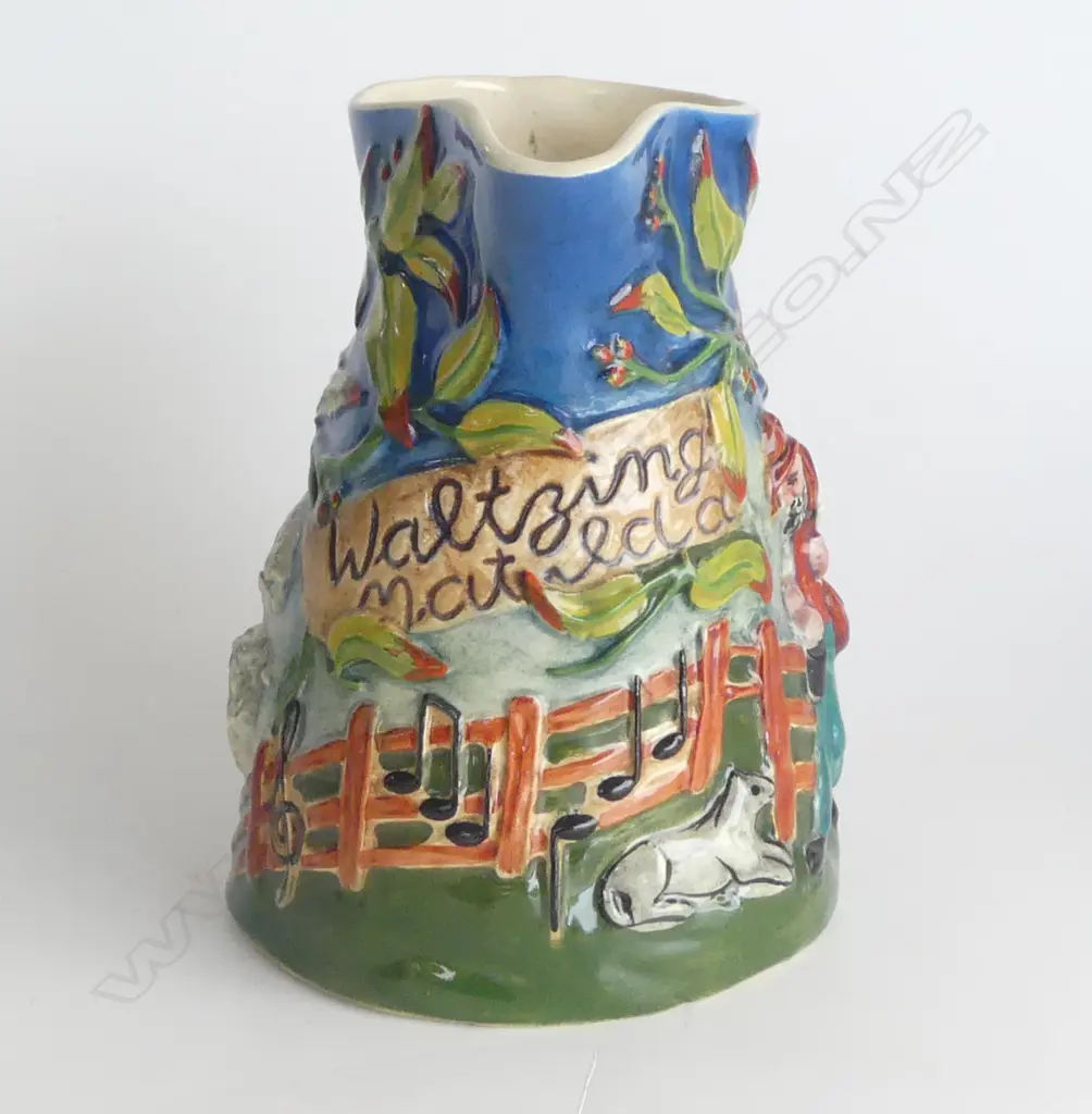 AUSTRALIAN DIANA POTTERY WALTZING MATILDA MUSICAL JUG H200MM Image 1++