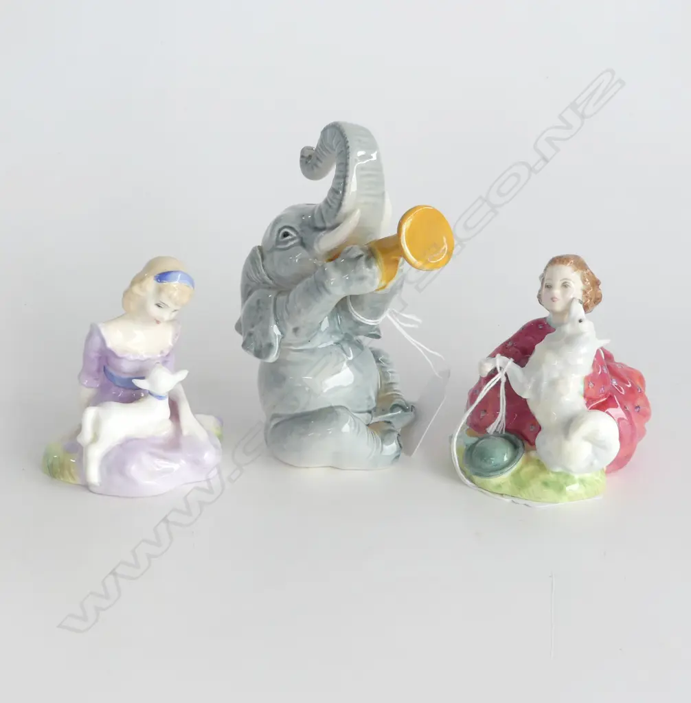 PR ROYAL DOULTON, 'MARY HAD A LITTLE LAMB', 'HOME AGAIN' & GOEBEL W.GERMAN  ELEPHANT w TRUMPET Image 1++