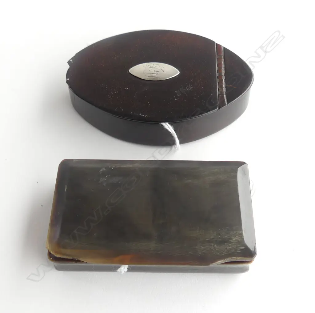 GEORGIAN LEATHER SNUFF BOX (AF)/VICTORIAN HORN SNUFF BOX Image 1++