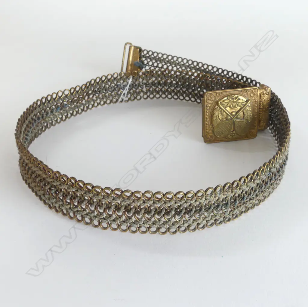 VINTAGE BRASS STRETCH TENNIS BELT  L820MM Image 1++