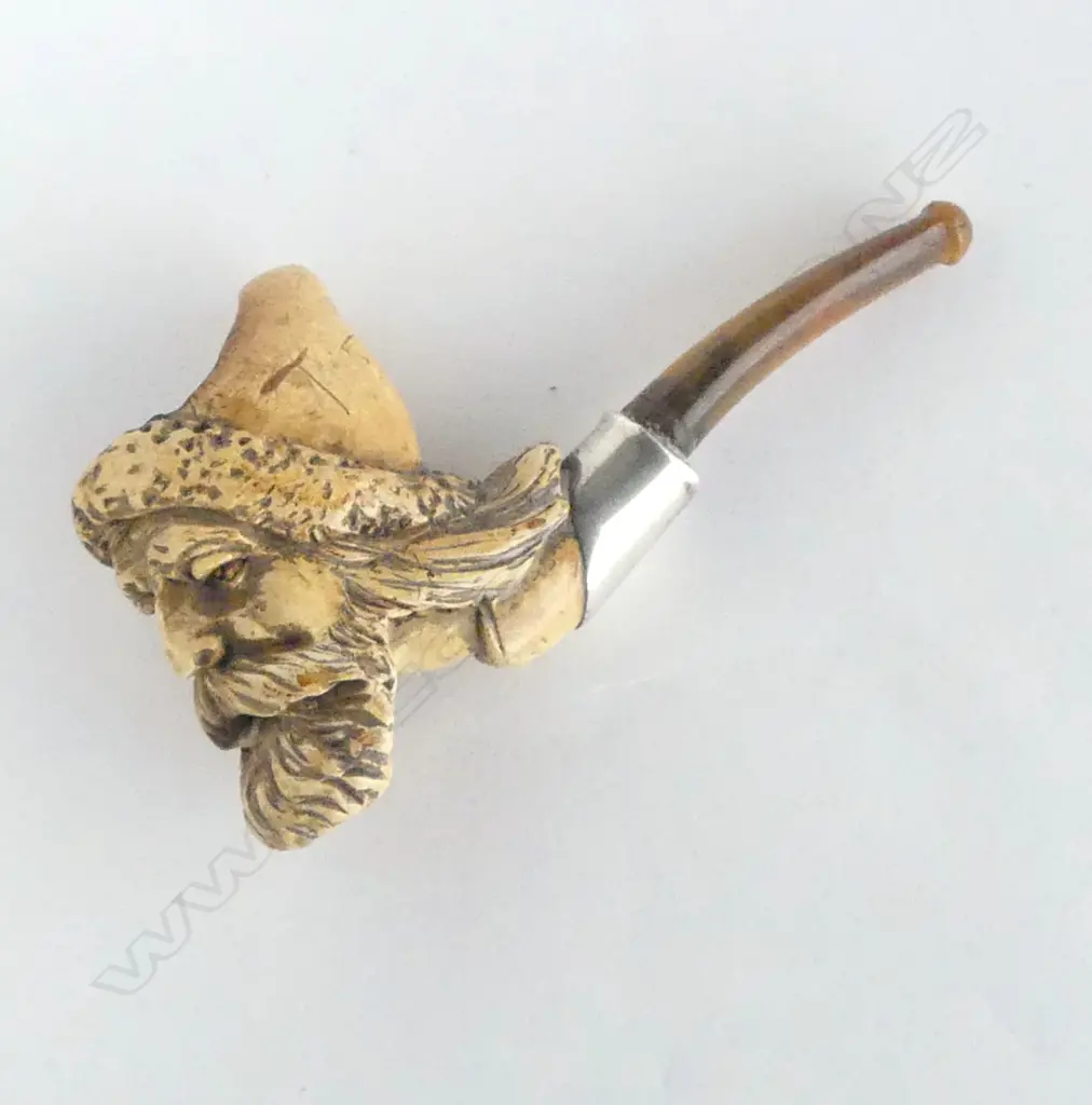 ANTIQUE MEERSCHAUM PIPE BEARDED GENT L80MM Image 1++