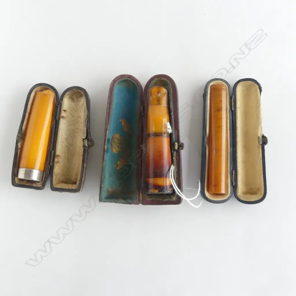 X3 AMBER CASED CIGAR HOLDERS LONGEST 90MM Image 1++