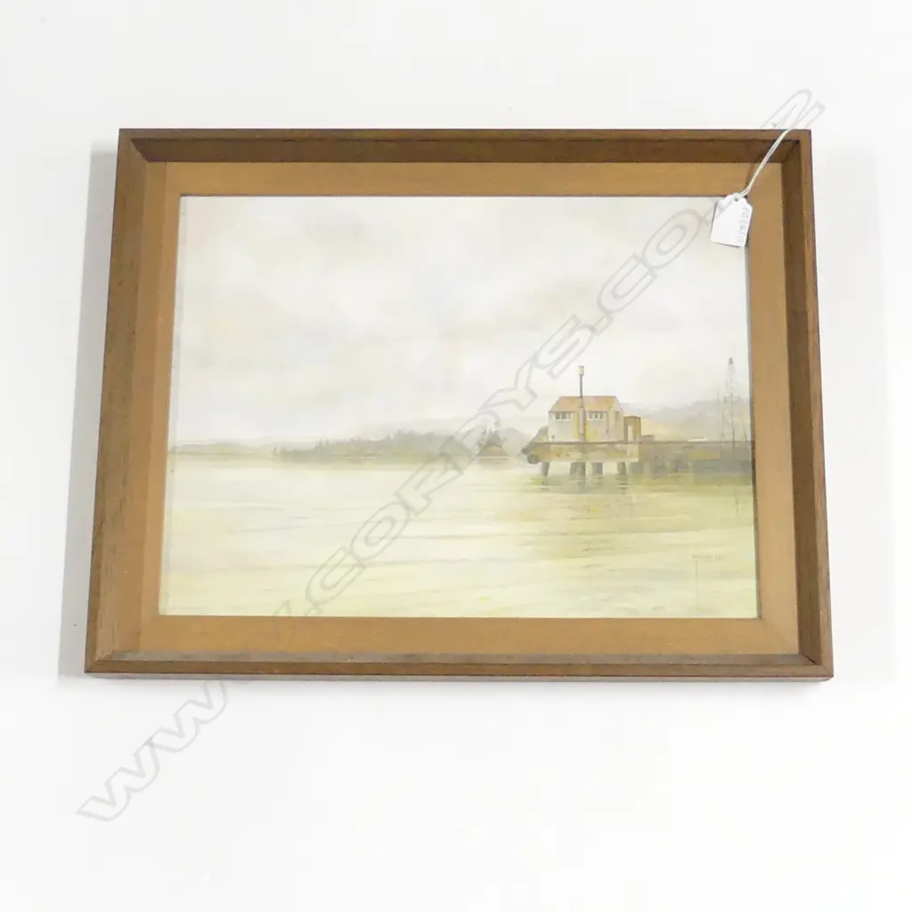 MEGAN LEE-RICHARDS 'OPUA WHARF' OIL ON BOARD '83 290x390mm Image 1++