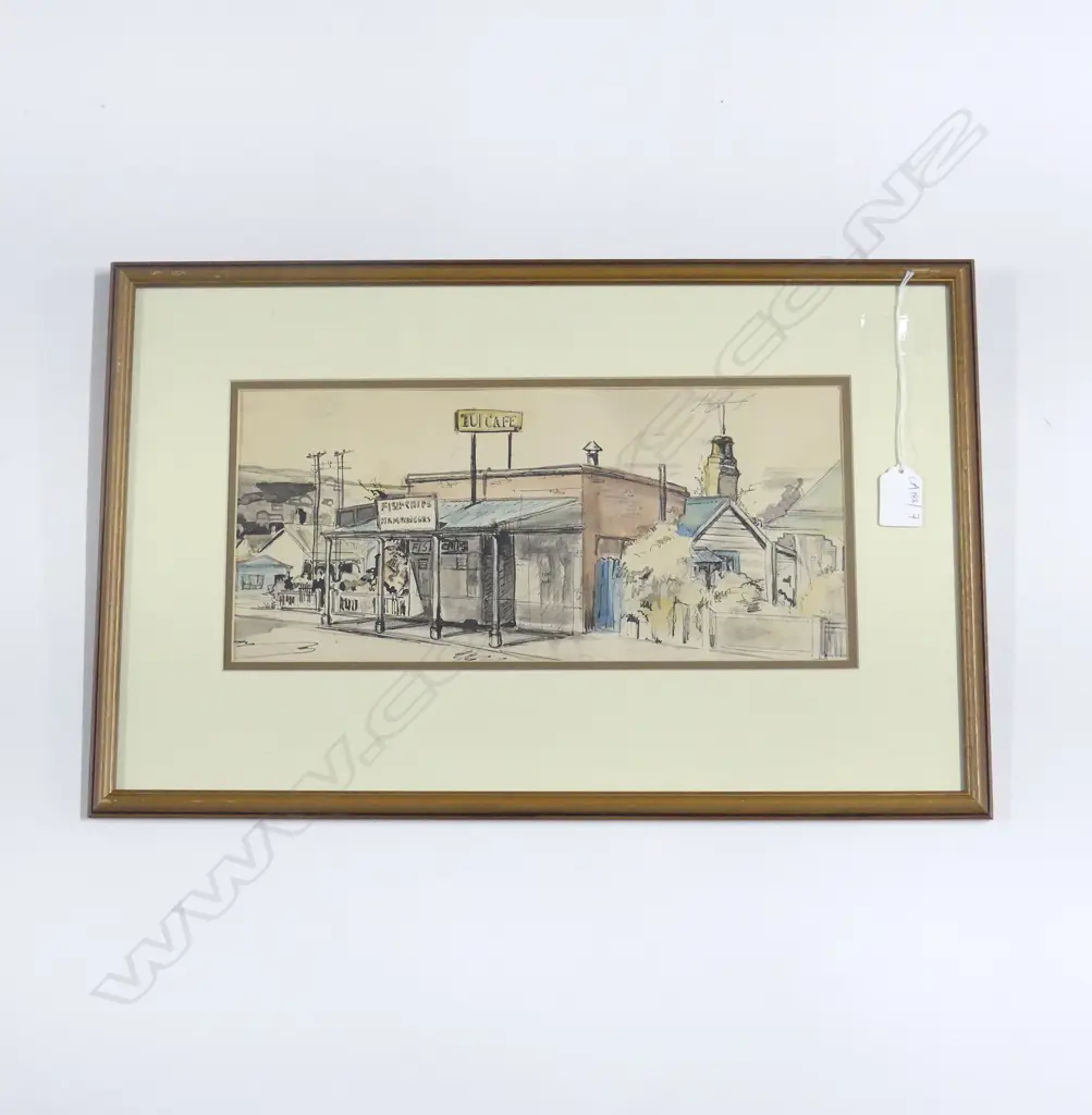 ARTIST UNKNOWN, 'THE OLD TUI CAFE, DUNEDIN' W/C C.1960 155x350mm Image 1++