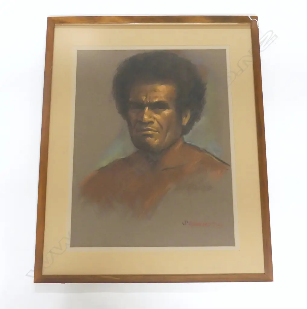 STEPHANIE KOMURO 'TEVITO D. QIO, CHIEF, NADROGA' PASTEL ON BOARD '74, 630x480mm Image 1++