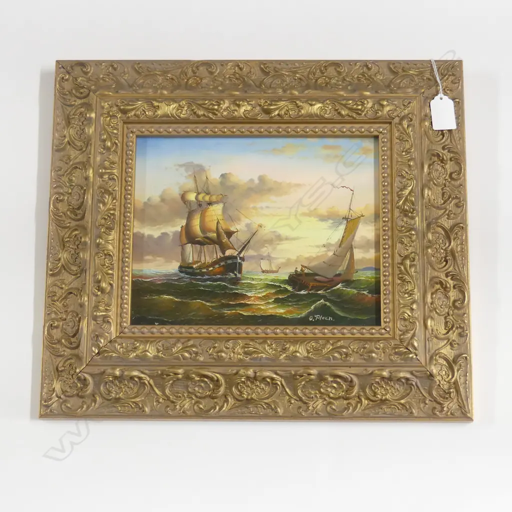 OSCAR PLOEN 'ON THE KATTEGAT' OIL ON BOARD 190x240mm Image 1++