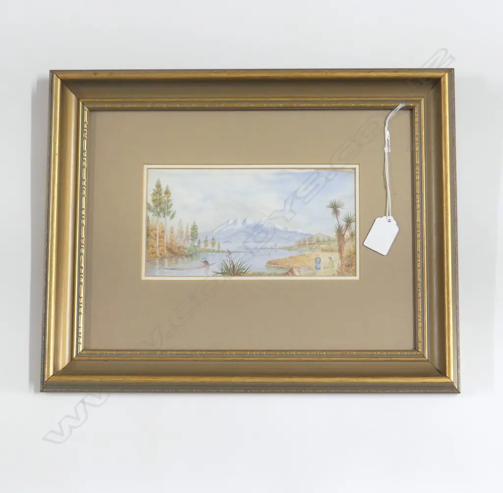 ARTIST UNKNOWN, LAKE TAUPO LANDCAPE, WC C.1927 100x200mm Image 1++