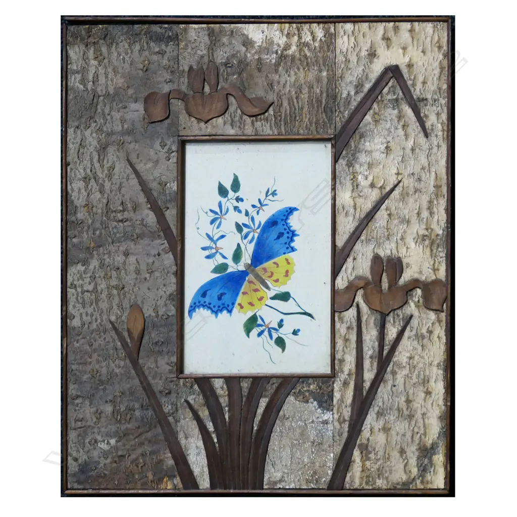 VINTAGE BUTTERFLY W/C IN HANDCRAFTED STANDING FRAME H.290mm x 240mm Image 1++