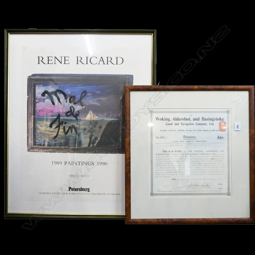 RENE RICARD ADVERTISING PRINT H710mm W570mm PLUS BASINGSTOKE CERTIFICATE Image 1++