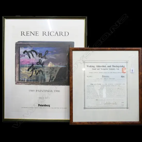 RENE RICARD ADVERTISING PRINT H710mm W570mm PLUS BASINGSTOKE CERTIFICATE