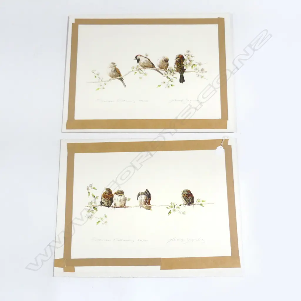 2 UNFRAMED MERRILYN JAQUIERY PRINTS 'SPARROWS GATHERING' BOTH 293/350 345x510mm Image 1++