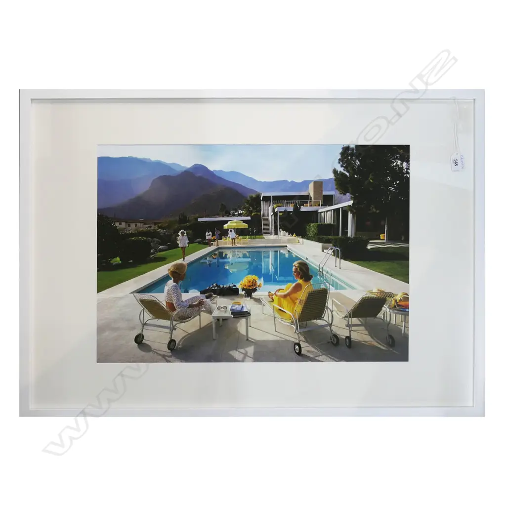 SLIM AARONS PRINT 'POOLSIDE GOSSIP' 410x585mm (595 x 840mm overall) Image 1++
