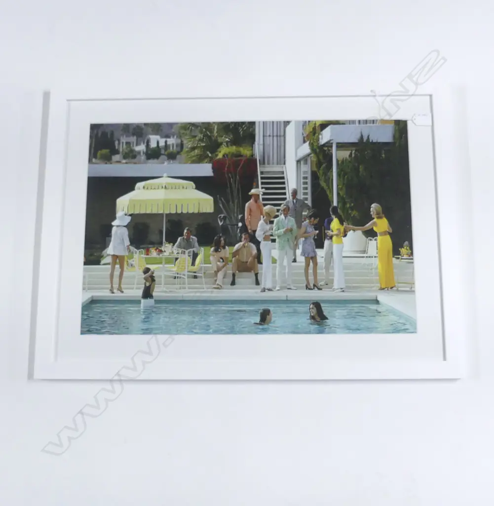 SLIM AARONS PRINT, POOLSIDE PARTY (1970) 395x595mm Image 1++