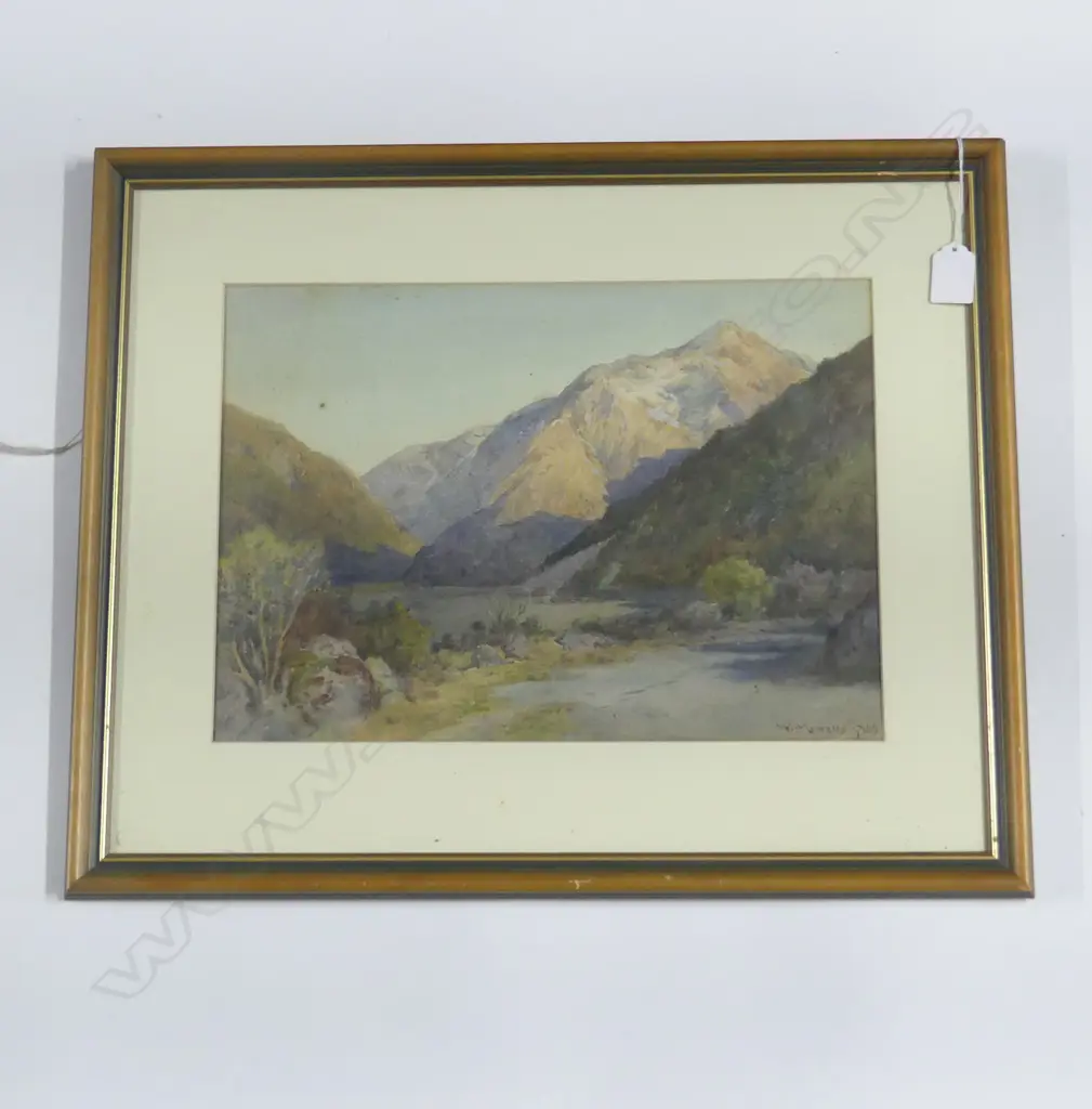 W. MENZIES GIBB (1859-1931) MOUNTAINOUS LANDSCAPE WC 265x375mm Image 1++