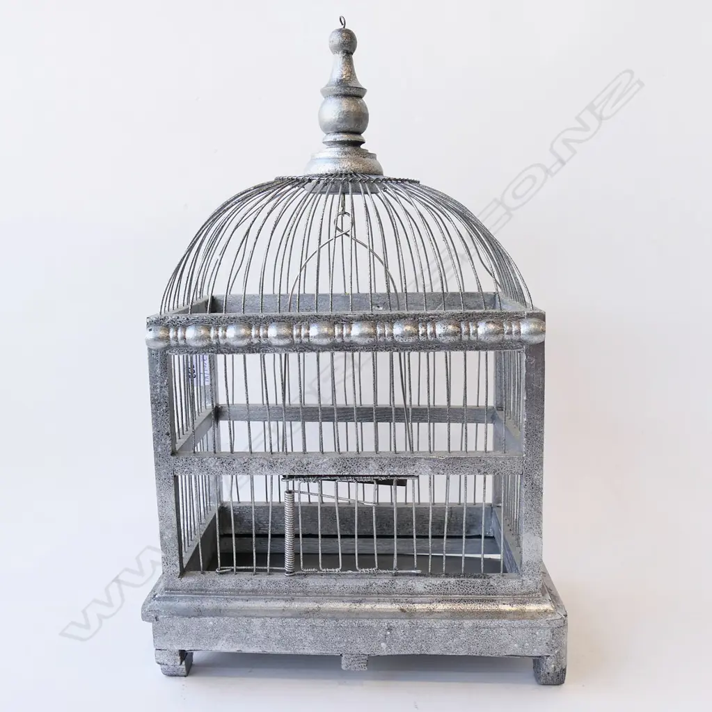 SILVER PAINTED BIRD CAGE H.460mm Image 1++