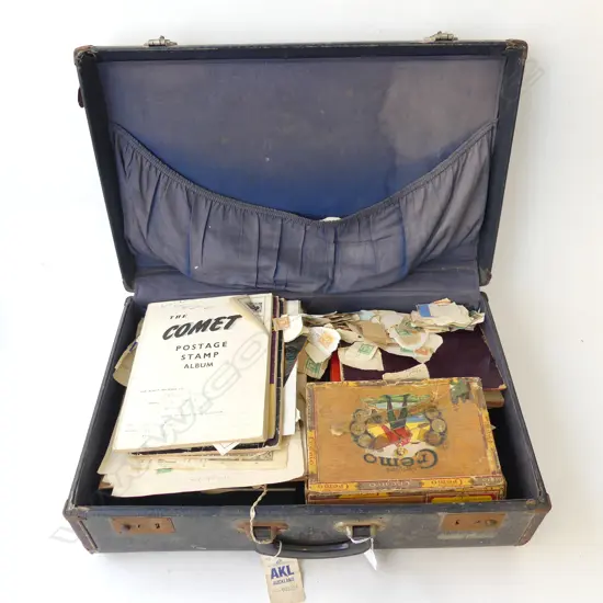 SUITCASE ASST. STAMP COLLECTION mainly NZ older. Albums FDC's etc