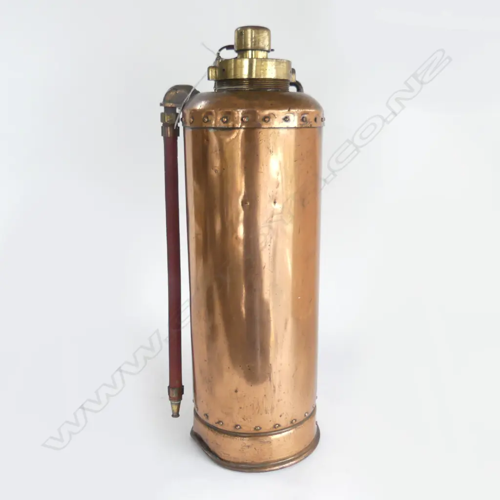 VINTAGE COPPER FIRE EXTINGUISHER H.545mm Image 1++