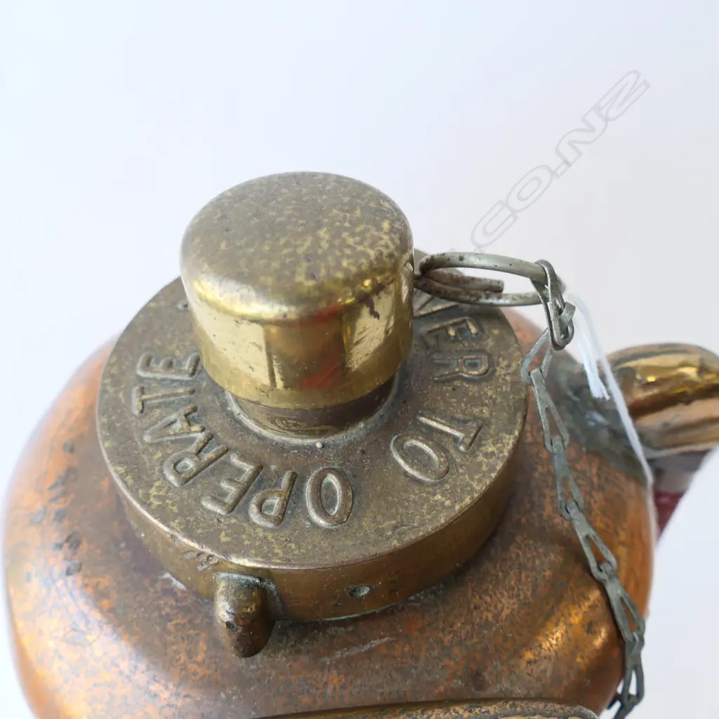 VINTAGE COPPER FIRE EXTINGUISHER H.545mm Image 1++