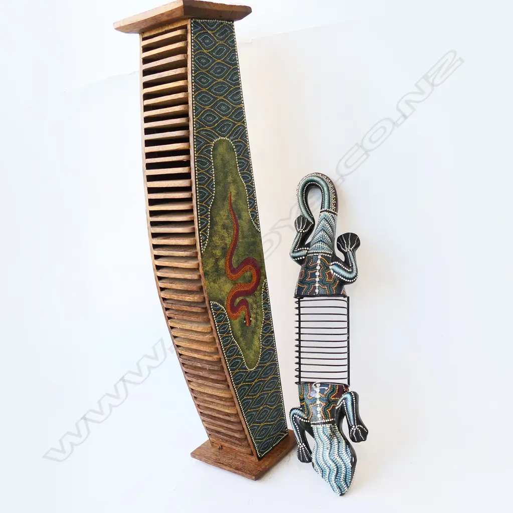 ABORIGINAL PAINTED CD RACK H990MM & ANOTHER  LIZARD SHAPE L730MM Image 1++