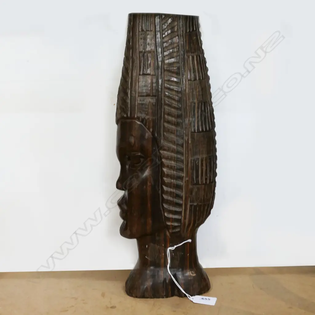 HEAVY CARVED WOODEN AFRICAN HEAD H.390mm Image 1++